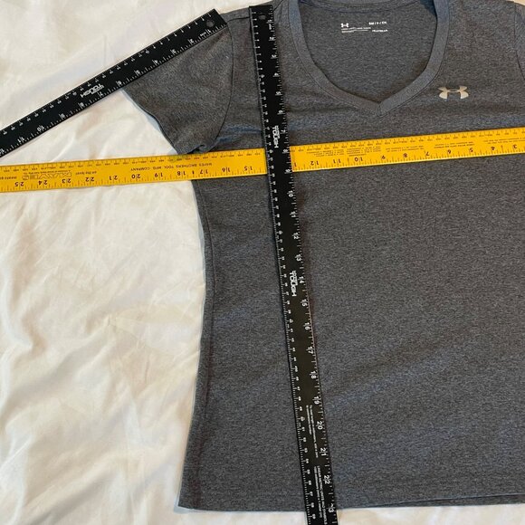 Under Armour Womens HeatGear Loose Fit V-Neck T-Shirt Size S Gray Lightweight Ac - Picture 3 of 4